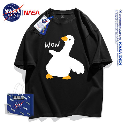 NASA联名夏季新款短袖T恤女士2024年韩版休闲简约五分袖情侣衫潮