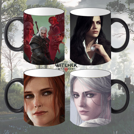 巫师3杰洛特希里游戏定制周边加热变色陶瓷马克杯咖啡杯水杯子