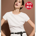 夏季简约百搭纯色圆领白色短袖T恤女韩版纯棉修身显瘦半袖打底衫