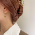 欧美ins夜店风时尚个性椭圆艺术造型耳环 钛钢镀金耳圈圆圈耳钉女
