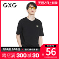【新品】GXG男装 夏季经典休闲潮流百搭宽松圆领短袖T恤男潮