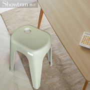 绣川彩虹塑料高凳加厚长方形成人餐桌凳欧式客厅家用防滑收纳凳子