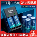 Delipow德力普锂电池手电筒强光容量进口充电器保护电池电光蓝1号