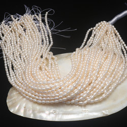 正品天然淡水珍珠米形3.5-4mm米形真珍珠散珠diy手链项链流苏材料