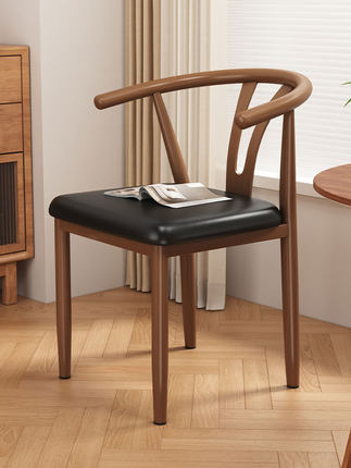 餐椅家用简约铁艺太师椅餐厅椅子新中式仿实木茶椅扶手圈椅饭店椅
