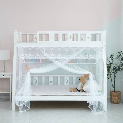 母子床蚊帐高低儿童床1.2m上下铺双层床1.5米家用 梯形子母床蚊帐