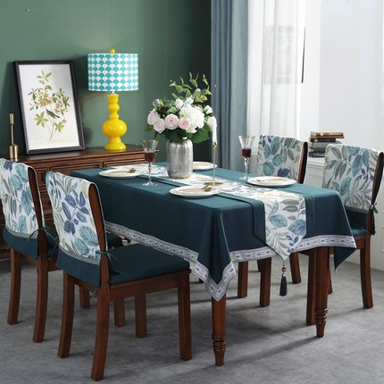 定制美式餐桌布棉麻布艺椅子套罩桌旗椅垫套装定制长方形家用茶几