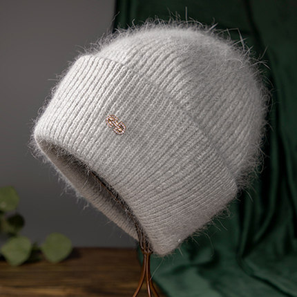 帽子女款秋冬毛线帽保暖女士针织中年包头帽冬季套头帽优雅头巾帽
