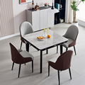 小户型亮光岩板餐桌椅组合现代简约餐桌家用实木折叠方桌可变圆桌