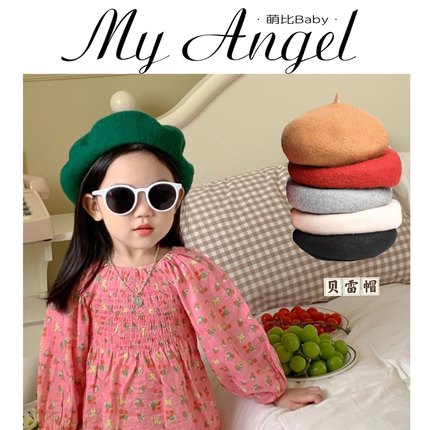 韩版可爱时尚新生婴儿男女童纯色圆顶红色礼帽贝雷帽宝宝帽子春秋