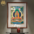 藏村 唐卡手绘西藏阿弥陀挂件旧勉唐派恩珠大师矿物颜料装饰挂画