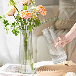 ins风网红创意T型条纹花瓶玻璃透明水培插花玫瑰鲜花客厅餐桌摆件