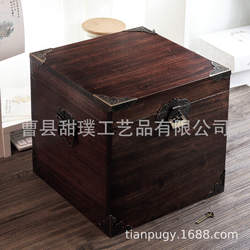 香樟木带锁木箱复古正方形储物箱收纳木箱子木质方木盒子大号木盒