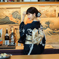 和风樱之美黑梅树传统改良便穿版和服正装不易皱日本和服套装
