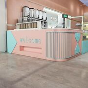 新2023新款收银台吧台柜台简约现代小型奶茶店台拐角转角前台接待