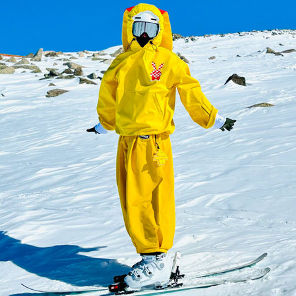 DOOREK可爱风黄色兔耳滑雪防水卫衣加绒帽衫单板韩版保暖防风
