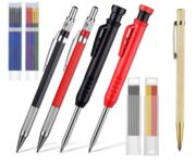 画笔黄色铅芯2.0木工铅笔金刚划线笔+黑红2色2.8木工深孔铅笔套装