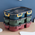 简约塑料分格饭盒成人便携午餐盒可微波学生食堂五格便当盒印LOGO