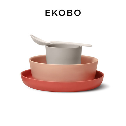 EKOBO儿童餐具餐盘宝宝专用碗勺婴儿学吃饭训练自主进食辅食套装