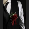 婚礼用品结婚胸花新郎新娘父亲母亲一套酒红色定制迎宾伴郎娘襟花