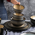 复古陶瓷碗盘家用个性汤碗饭碗盘子西餐盘牛排盘碗碟餐具套装