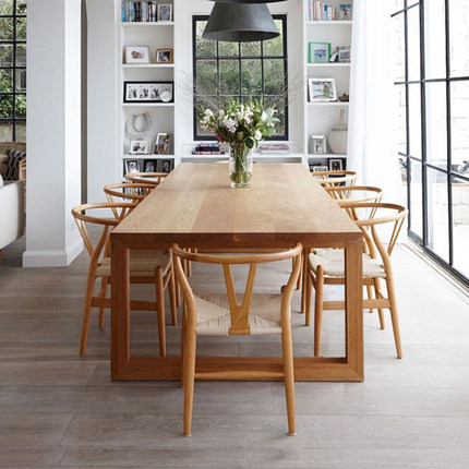 北欧简约餐桌椅组合复古长条长方形原木新中式长桌家用全实木桌子