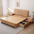 白蜡木实木床1.2m1.35m单人儿童床1.5米家用1.8米双人主卧实木床