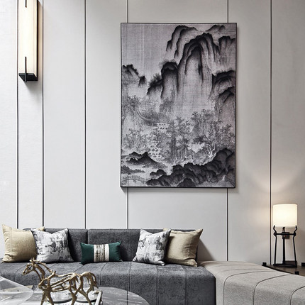 新中式客厅沙发背景装饰画抽象简约实物画现代样板房中式立体挂画