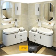 。洗面北欧浴室柜组合圆镜储物带门卫浴间洗手盆柜儿童1.2米水池