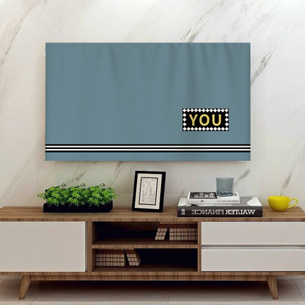 新中式电视机防尘罩布艺家用42寸55寸58寸65寸壁挂曲屏遮挡套盖布