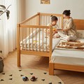 金多喜拼接床婴儿床加高护栏儿童床进口榉木加宽床宝宝床拼接大床