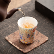 宫廷风纯银珐琅彩主人杯品茗杯单杯茶杯喝茶个人家用陶瓷茶具