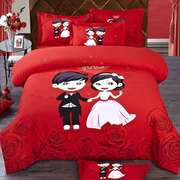 正品结婚季四季全棉卡通情侣婚庆三四件套3D床单纯棉床品床上用品