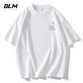 森马集团GLM纯棉白色短袖T恤男士夏季2024新款情侣正肩潮半袖衣服