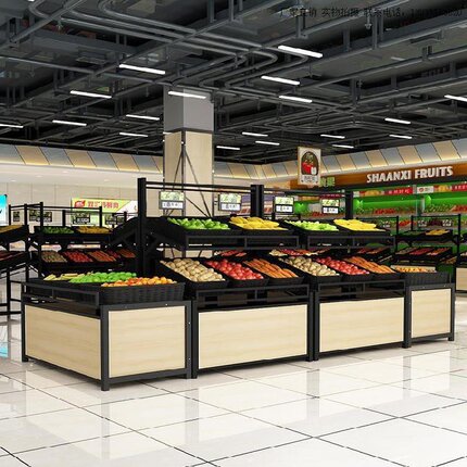蔬菜置物架小型定制堆头鲜果货架超市木质大号展示架多功能果蔬钢
