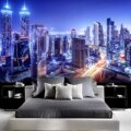 3D现代立体城市夜景风景自粘壁纸欧式建筑沙发电视背景墙壁画墙布