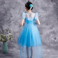 日本MN2020公主裙3新款夏季童装4女童连衣裙5蓝色冰雪奇缘6短袖7