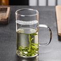 月牙杯玻璃水杯大容量茶水分离j过滤泡茶杯子带把办公室耐热纯色