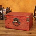 小木盒子复古收纳盒大号木箱子带锁家用首饰储物盒收藏盒密码箱