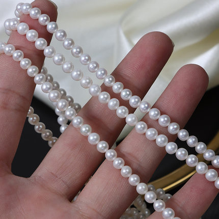 4-4.5mm无核近正圆天然淡水珍珠散珠半成品diy项链饰品穿珠材料