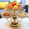欧式水晶玻璃多层网红水果盘现代家用客厅茶几创意轻奢零食糖果盘