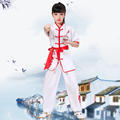 新款六一儿童武术练功表演服中国风男女短袖刺绣龙武馆训练比赛演