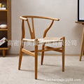 北欧简约实木餐椅餐桌椅组合橡木椅子简易编绳椅餐厅Y型椅子原木
