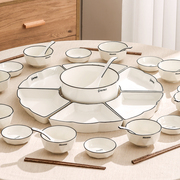 中式拼盘餐具组合套装家用盘子碗创意菜盘家庭聚会圆桌摆盘餐具