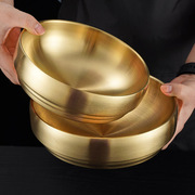 韩国冷面碗金色不锈钢泡面碗拉面碗双层韩式拌饭碗大汤碗螺丝粉碗