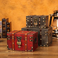 新款首饰盒木质储物箱带锁收纳盒石头包装盒复古风木盒子