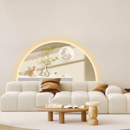 小清新客厅装饰画奶油风沙发背景墙挂画氛围灯高级感卧室床头壁画
