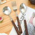 胡桃木实木西餐餐具餐勺汤勺餐叉牛排刀叉304不锈钢日式复古餐厅
