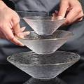 金边斗笠碗北欧水晶玻璃沙拉碗家用条纹水果甜品碗盘玻璃餐具