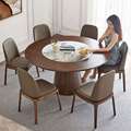北欧实木高档12人大圆桌转盘家用小户型岩板高级设计感餐桌椅组合